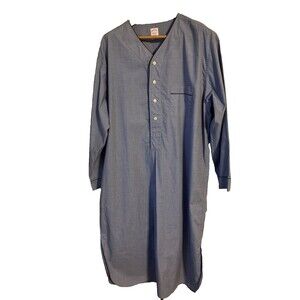 Brooks Brothers Nightshirt Mens XL Blue 100% Cotton Long Sleep Shirt Preppy
